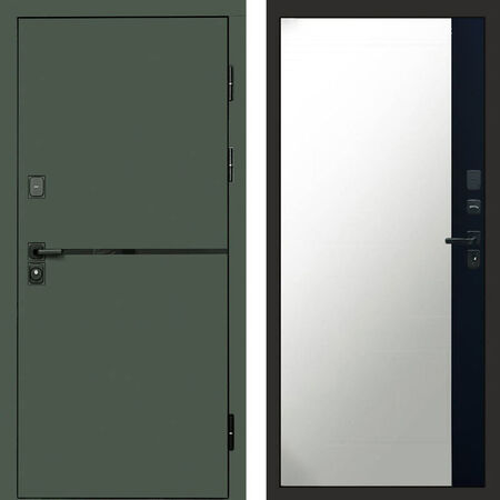 Входная дверь Termo-door Тренд грин Зеркало фацет черный кварц